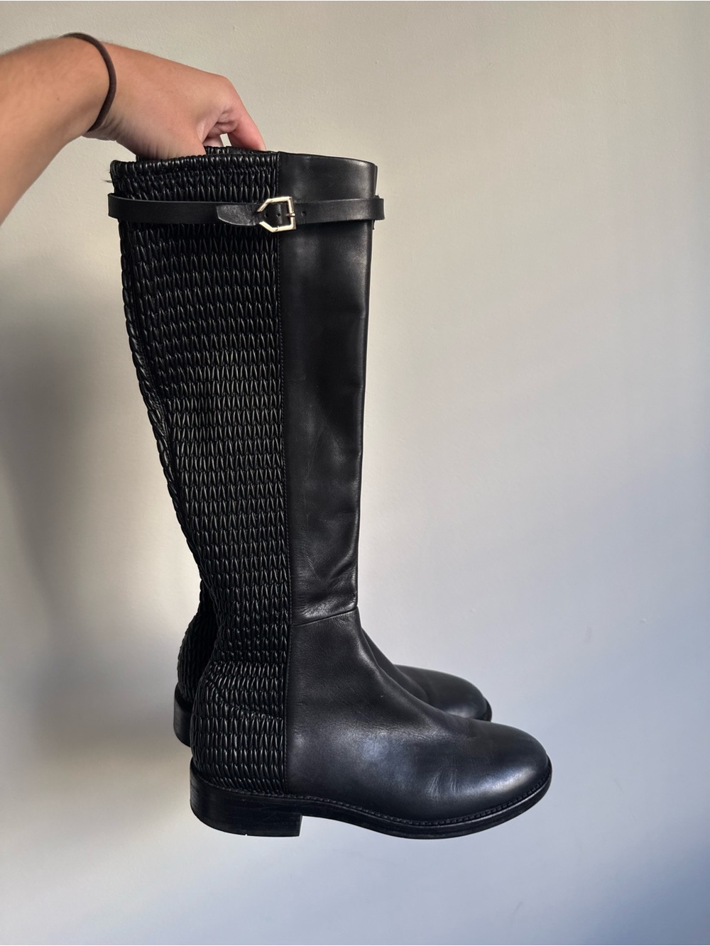 Gorgeous Cole Haan Black Knee High Leather Stretch Boots